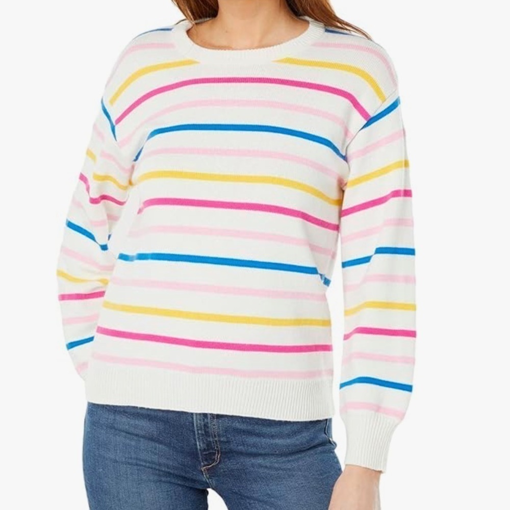 Draper James Stripe Crew Neck cotton wool cashmere Sweater Women's Sweater xxl